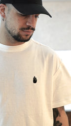 T-shirt boxy fit off-white unisex in cotone pesante con cuciture a rovescio a vista Empyrom